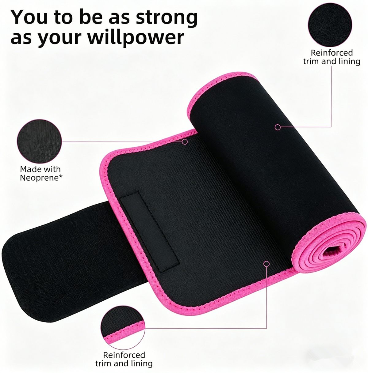 Waist Trimmer Belt Sport Workout Shaper Burner Slimming Belt W/ Phone Pocket Pink-Black
