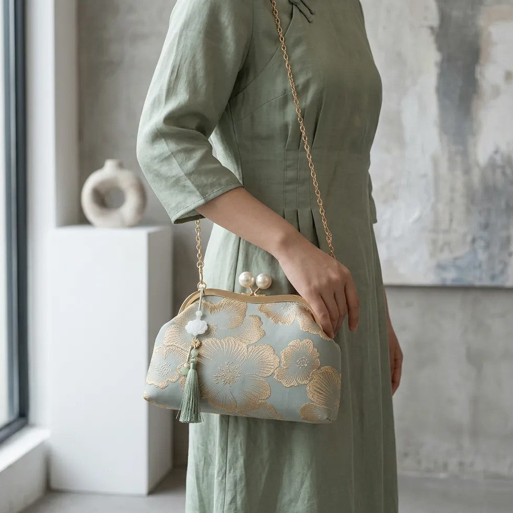 Pearl Embroidered Shoulder Bag Fashion Pearl Crossbody Bags for Woman Handbag