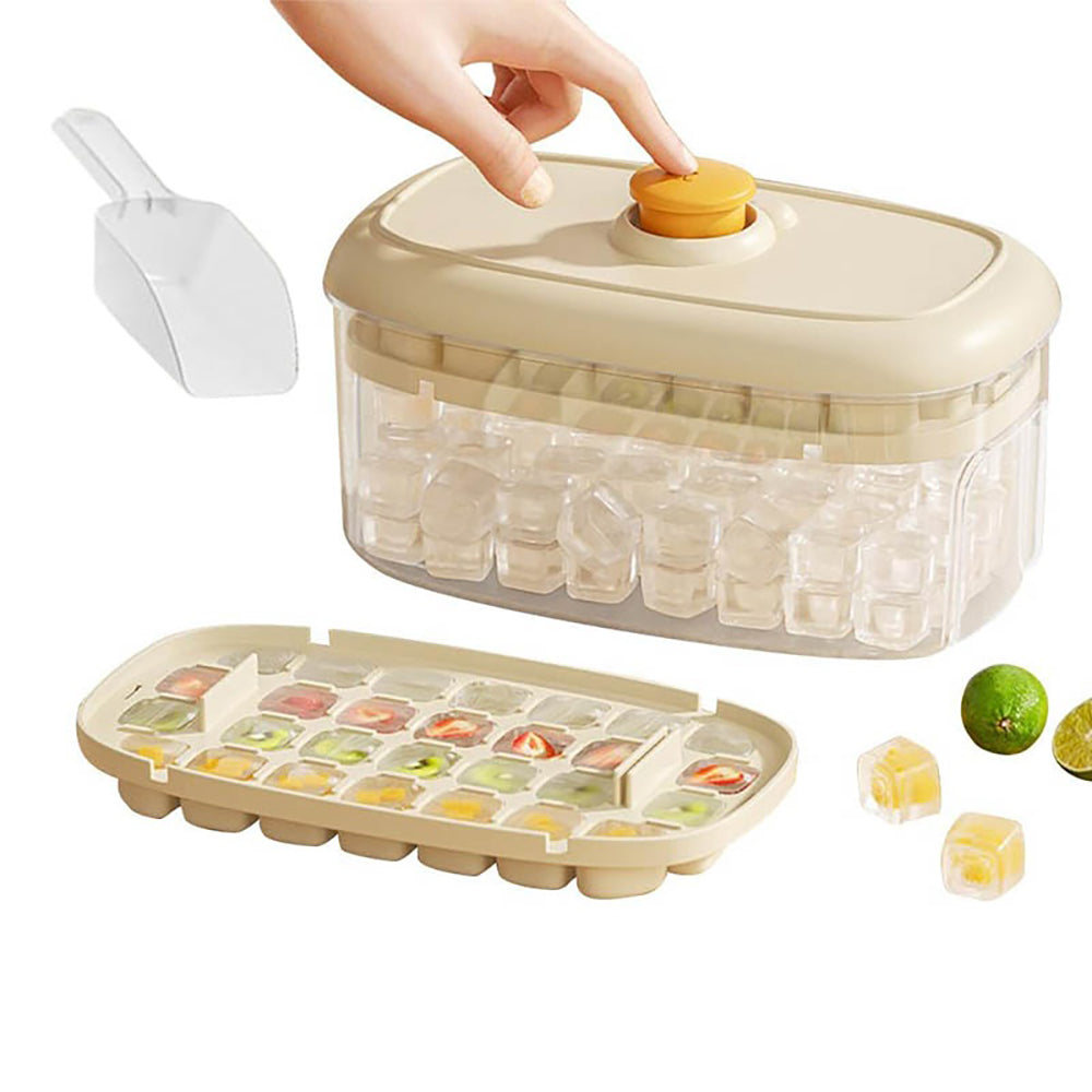 Practical Refrigerator Ice Cubes Tray System Nonslip Base Cocktails Making Tool beige