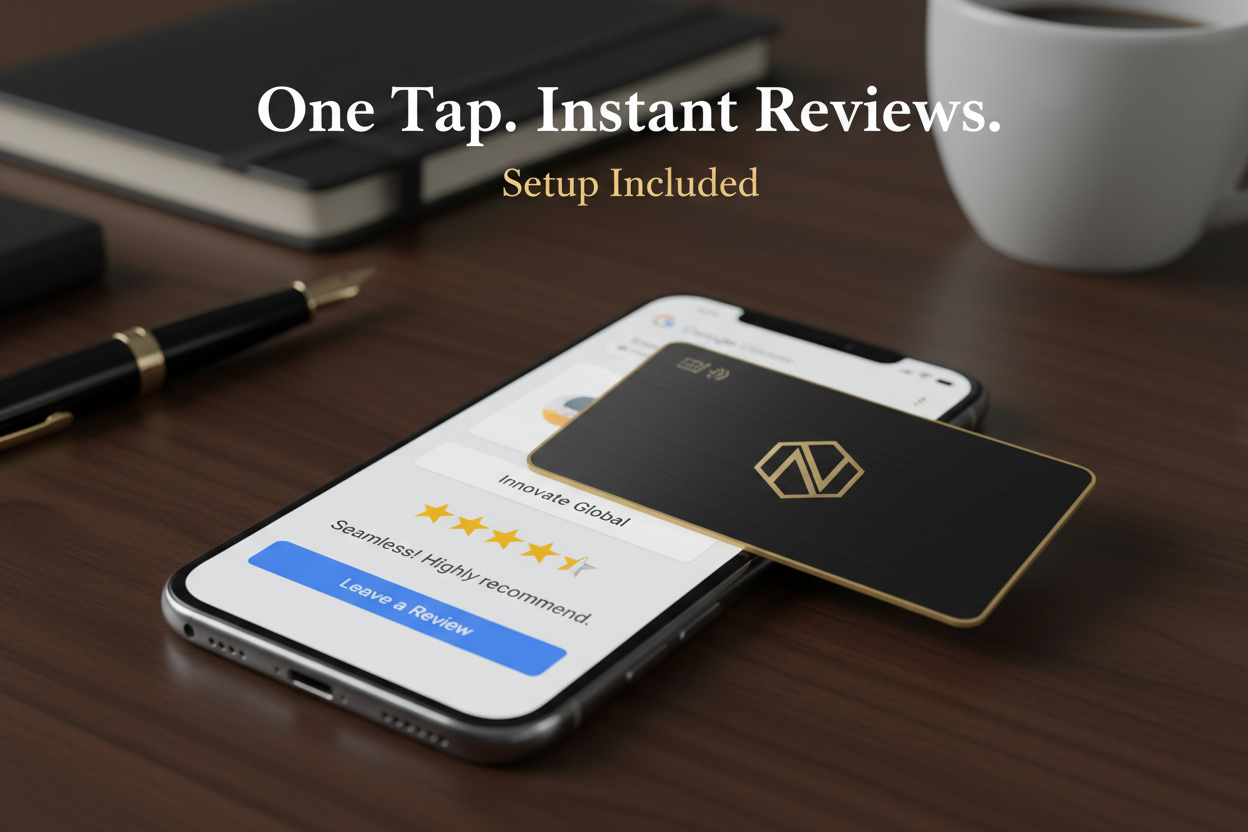 NFC Google Review + TikTok Card – Setup Included