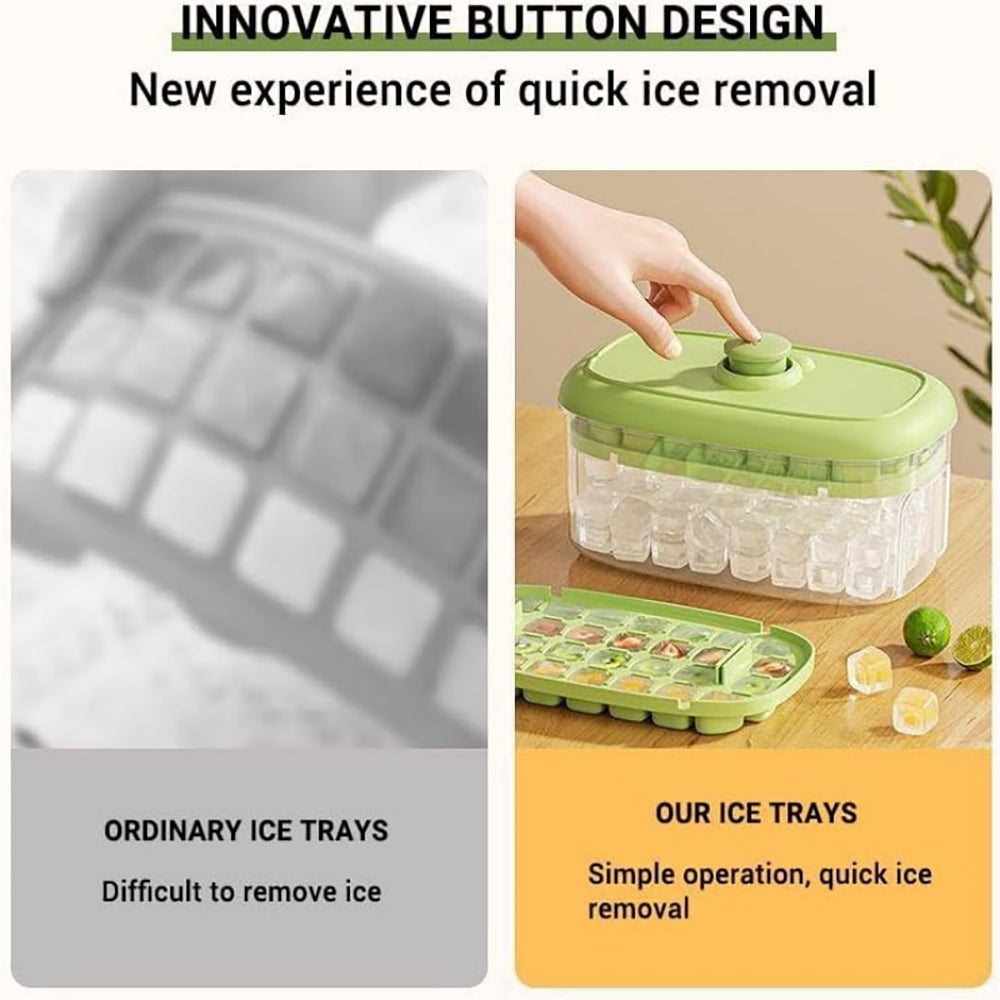 Practical Refrigerator Ice Cubes Tray System Nonslip Base Cocktails Making Tool beige