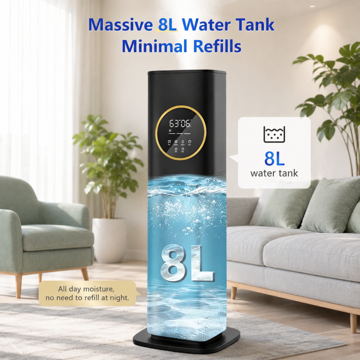 8L Large Humidifier - 40H Runtime for Large Room