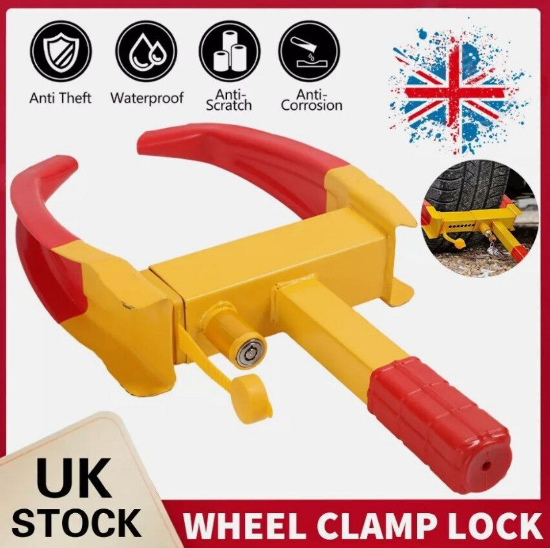 Heavy Duty Security Wheel Clamp Clamps Locks for Caravan Car Van Trailer Lock UK