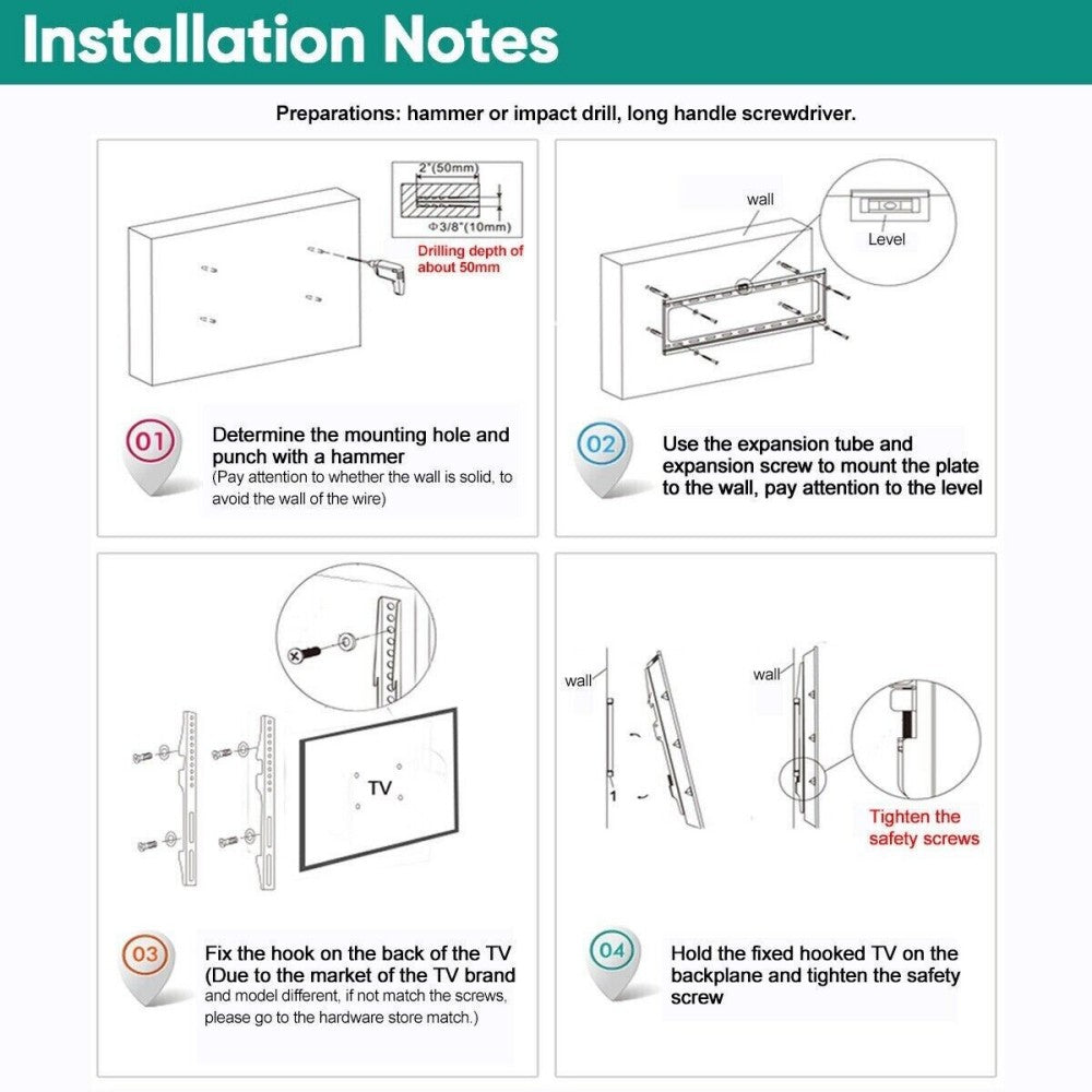 TV WALL BRACKET MOUNT SLIM FOR 26 30 32 40 42 50 63 INCH FLAT 3D LCD LED PLASMA