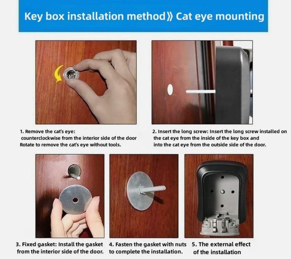 Wall Mounted Key Safe, 4 Combination Key Safe Outdoor Security Key Lock Box UK