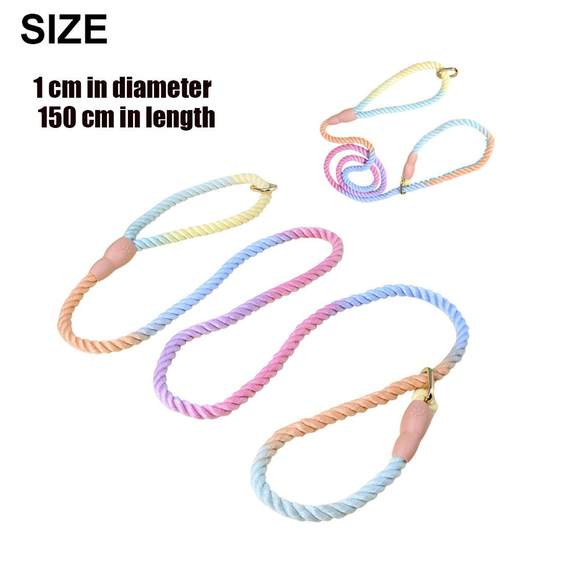 1Pc 150cm Gradient Colors Durable Handmade Braided Rope Training Leash For Dogs