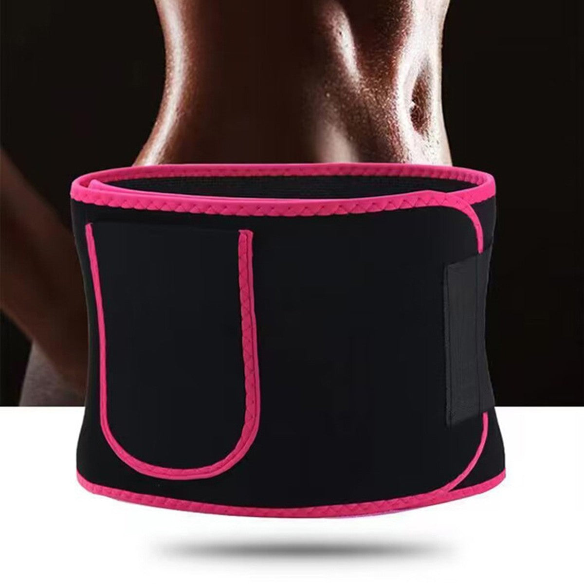 Waist Trimmer Belt Sport Workout Shaper Burner Slimming Belt W/ Phone Pocket Pink-Black
