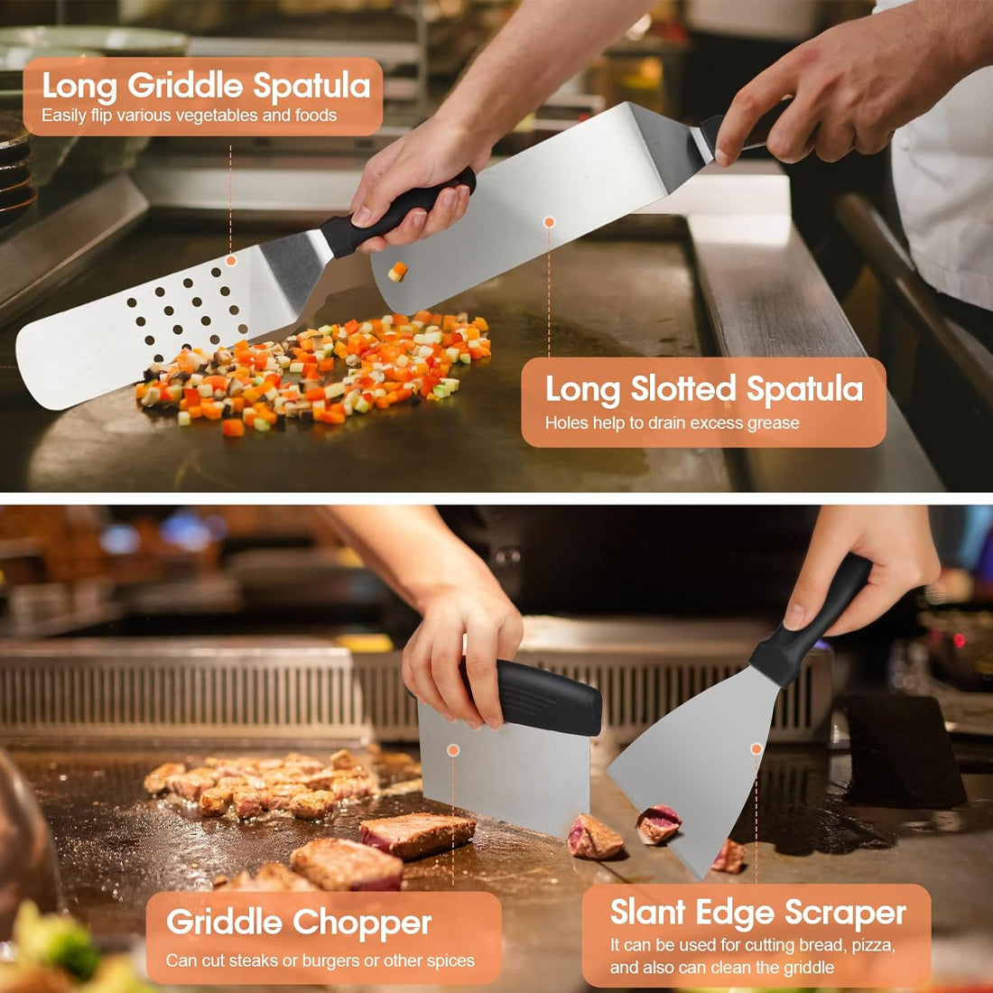 14 Pcs Professional Stainless Steel Griddle Grill Tools Set BBQ Accessories UK