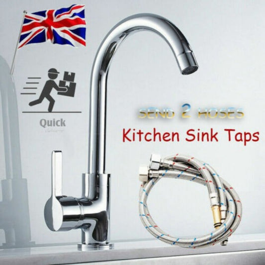Kitchen Sink Mixer Taps Swivel Spout Single Lever Tap Mono Chrome Faucet Modern