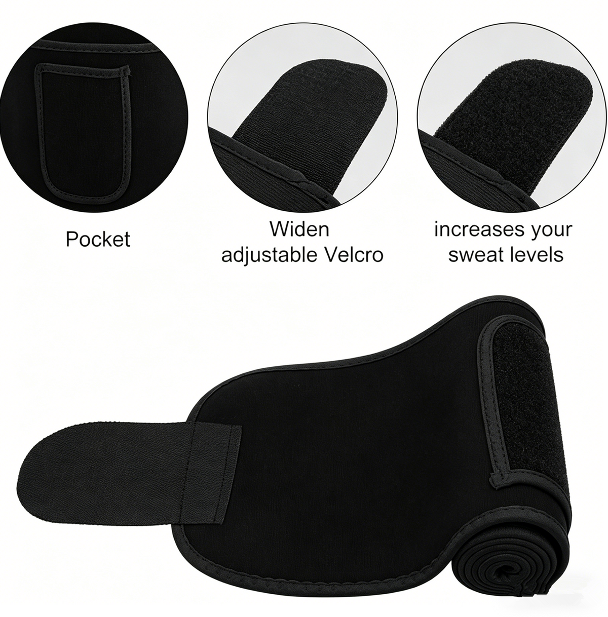 Waist Trimmer Belt Sport Workout Shaper Burner Slimming Belt W/ Phone Pocket Black