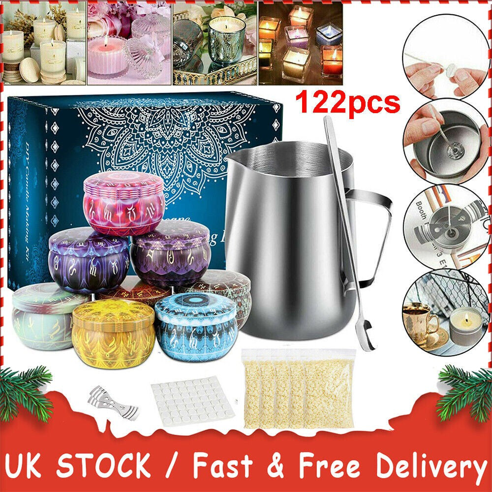 122PCS Candle Making Kit DIY Candles Craft Tool Set Pouring Pot Wicks Wax Gift