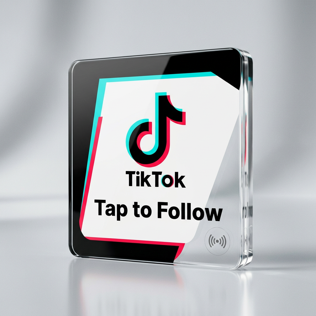 TikTok NFC Acrylic Card 10×10cm – English | Setup Included